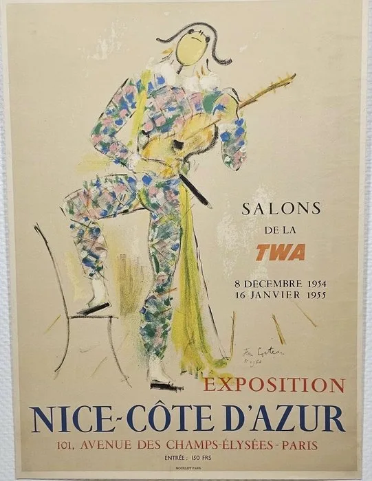 Jean Cocteau (1889-1963) - Expo Nice Côte d'azur TWA 1954 - Mourlot