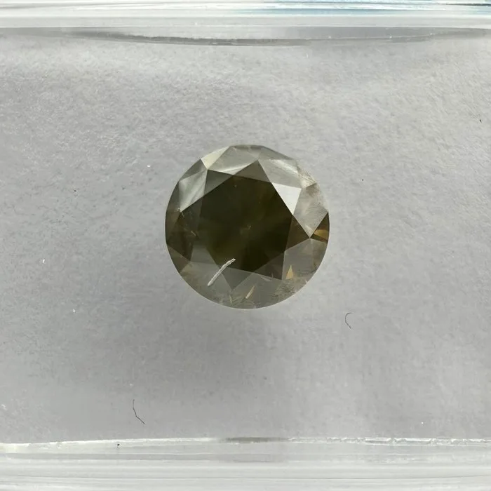 1 pcs Diamond (Natural coloured) - 1.07 ct - Round - Fancy deep Greyish, Greenish Yellow - SI1 - International Gemological Institute (IGI)