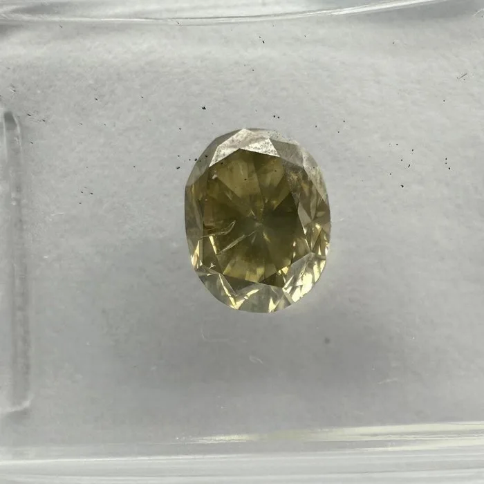 1 pcs Diamond (Natural coloured) - 0.95 ct - Oval - Fancy Greyish, Green Yellow - SI2 - International Gemological Institute (IGI)