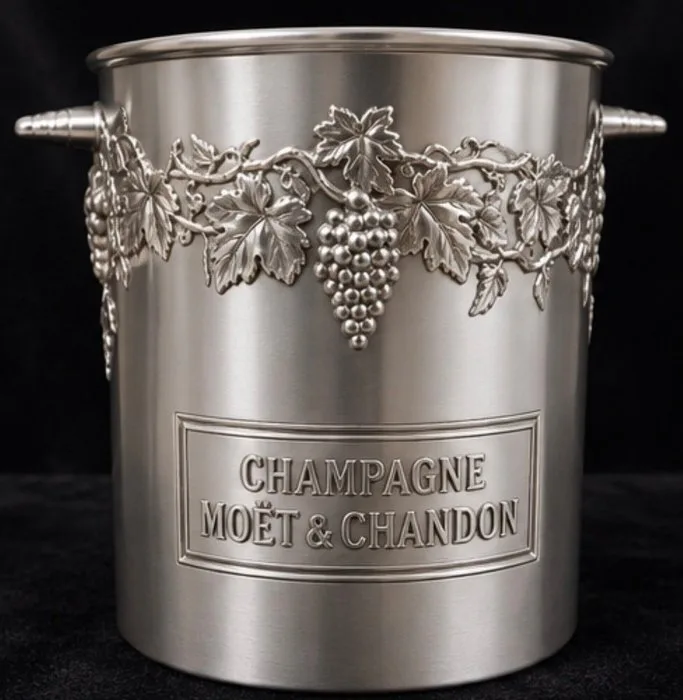 Title: Elegant Moët & Chandon Champagne Ice Bucket – Silver-Tone PVC - Ice bucket - PVC