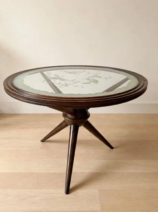 Coffee table - Walnut - Tripod Mid-Century