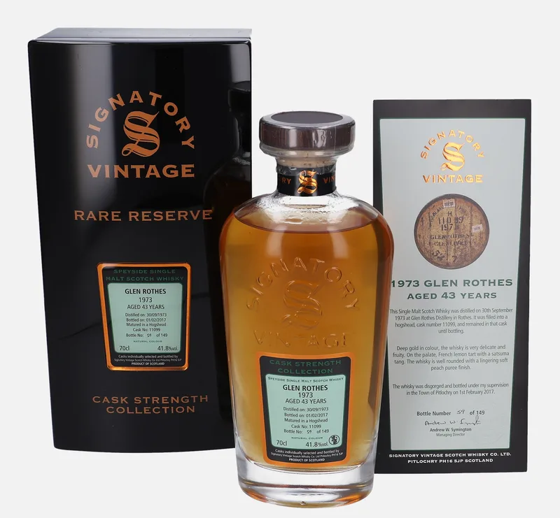 Glenrothes – 1973 43 Year Old Signatory Vintage Scotch Whisky Co. Cask Strength Collection