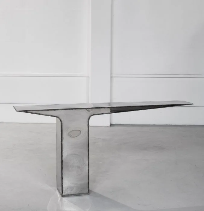 Pol Quadens - Console table - Stainless steel - Blade welding