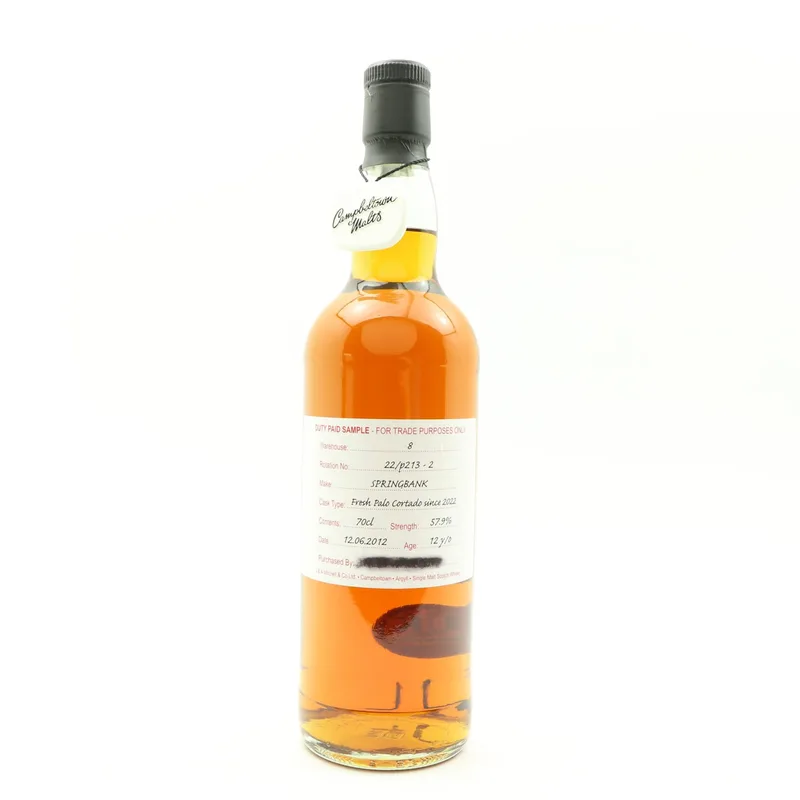 Springbank – 2012 12 Year Old Duty Paid Sample