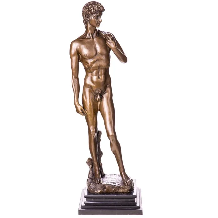 Figure - Mythologische Bronzefigur „Dawid“ – Klassische Skulptur, ca. 44 cm hoch - Bronze, Marble