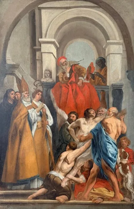Studio of Jacob Jordaens (Antwerp 1593-1678), Workshop of - Saint Martin healing a possessed man