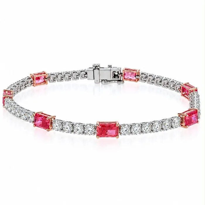 Bracelet - 14 kt. White gold - 7.25ct. tw. Pink Diamond (Fancy coloured lab-grown diamond) - Diamond