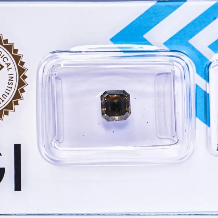 1 pcs Diamond (Natural coloured) - 1.30 ct - Emerald - Fancy dark Greenish Grey - SI2 - International Gemological Institute (IGI) - VG