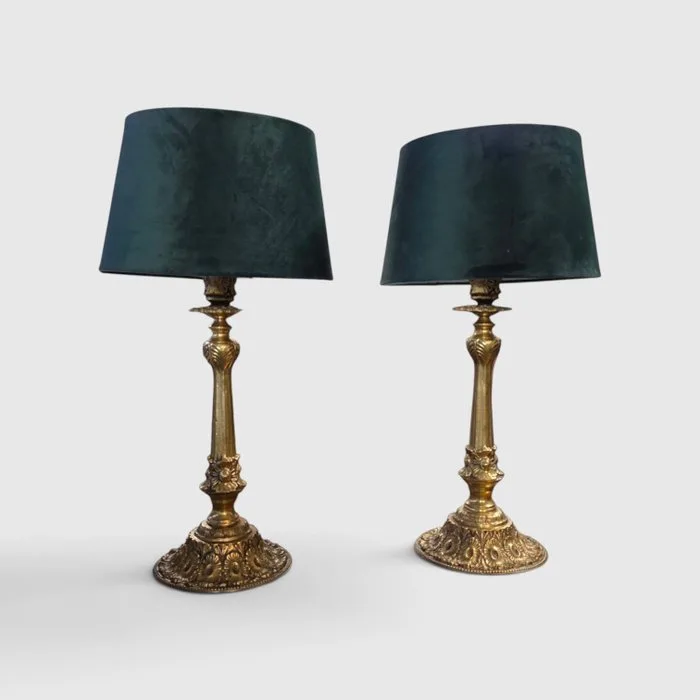 Lamp (2) - Gilt brass - Heavy brass dimmer lamp