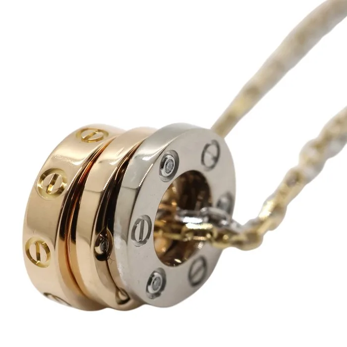 Cartier - Necklace with pendant - Love - 18 kt. White gold, Rose gold - 6 Diamonds