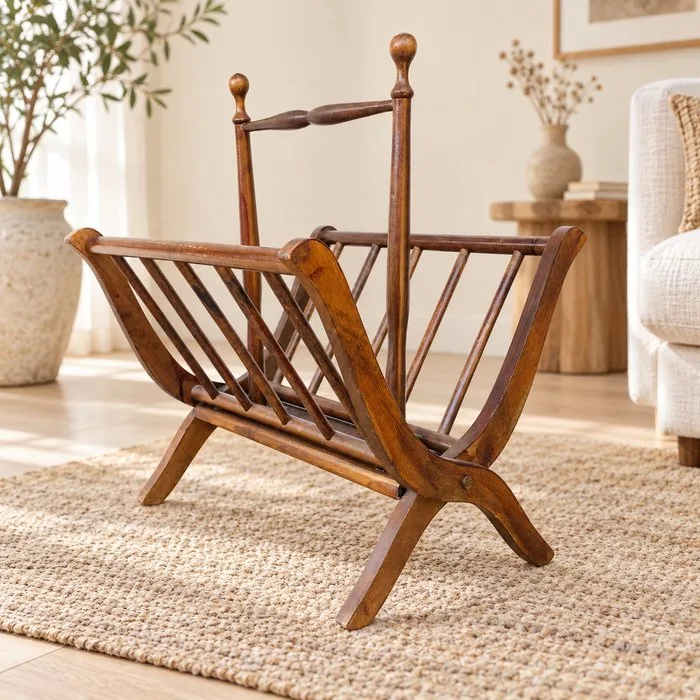 Magazine rack - Wood, Italian design, mid-age