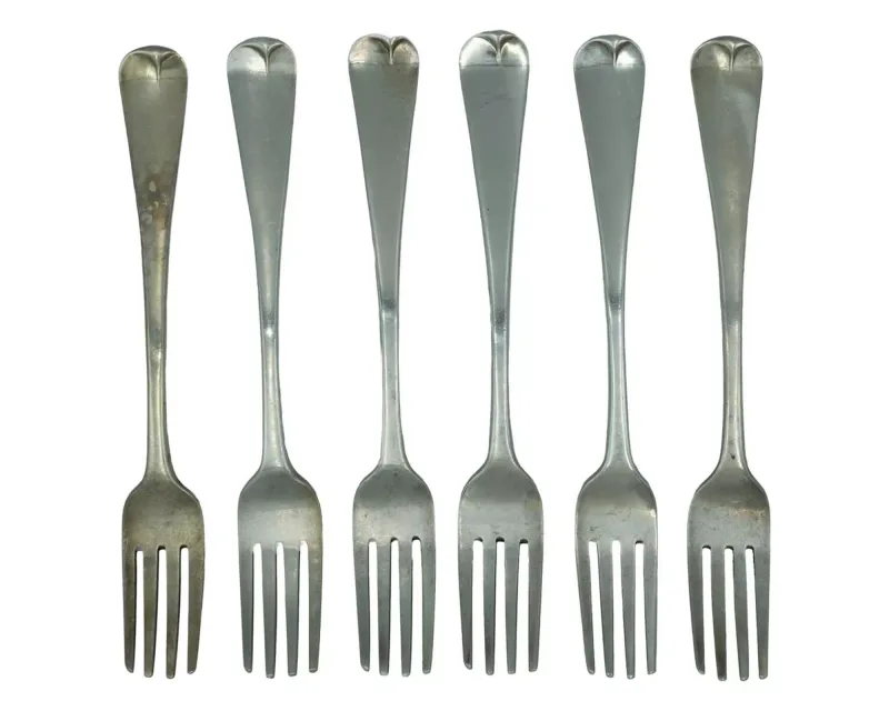 A set of six George IV silver Hanoverian pattern table forks by John Osment