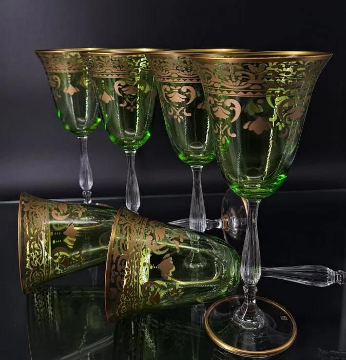 Artemisia Bohemia Firmati - Wine glass (6) - Crystal, Gold