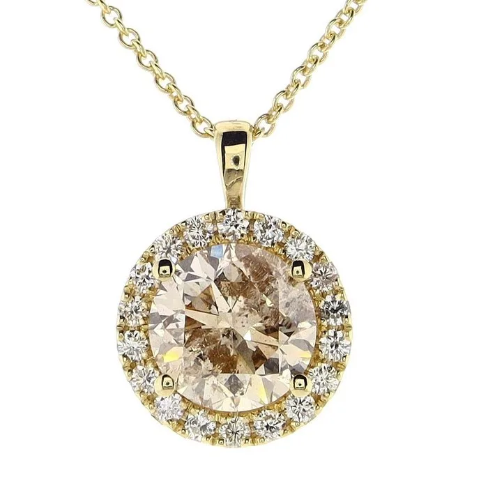 Necklace with pendant - 14 kt. Yellow gold - 2.70ct. tw. Brown Diamond (Natural coloured) - Diamond