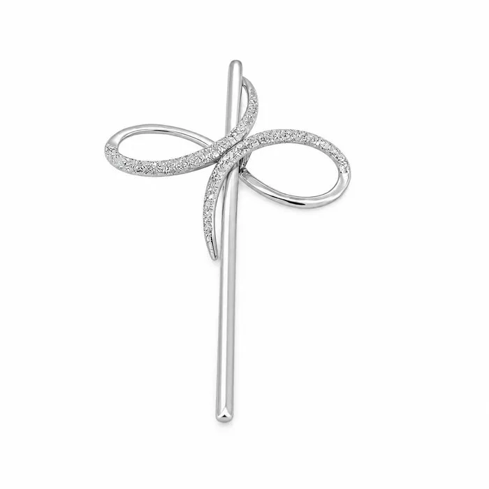 Cross pendant - 18 kt. White gold - Made in Italy - Handmade