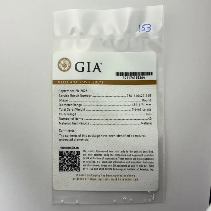 40 pcs Diamond (Natural) - 0.65 ct - Round - D (colourless), E, F, G - Not specified in lab report - Gemological Institute of America (GIA) - 1.53 mm - 1.71 mm