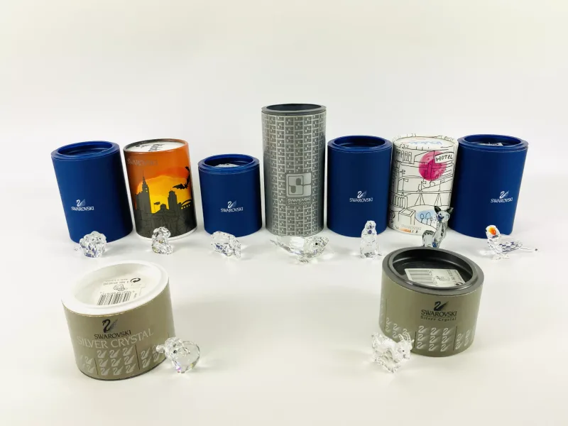 A collection of nine various boxed Swarovski crystal glass animal sculptures