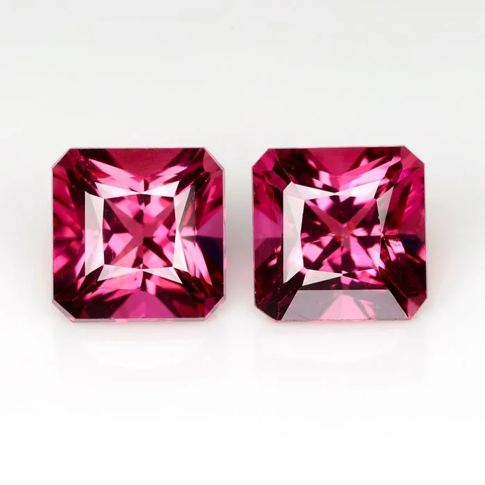 2 pcs Pink Tourmaline - 3.63 ct - International Colored Gemstone Association (ICA GemLab) - Rubellite-Matching Pair