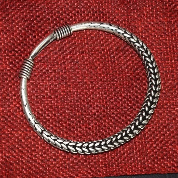 Superb Miao - Hmong traditional braided bracelet, 40 g, in ethnic silver - Laos - Hmong Miao