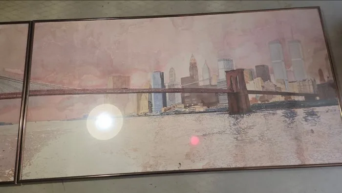 David Lingwood - Brooklyn Bridge – compleet ingelijst tweeluik (2 offsetdrukken) - 1980s