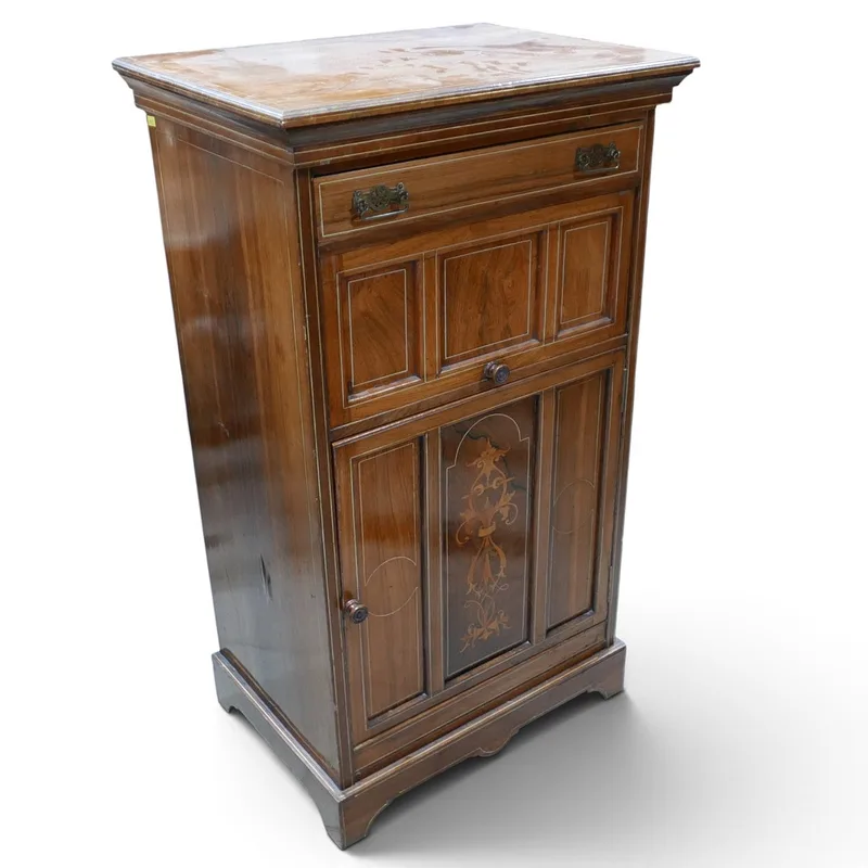 A Late Victorian Rosewood and Inlaid Music Cabinet