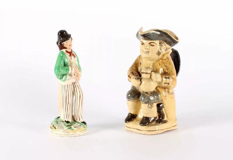 An Early 19th Century Pratt-Type Staffordshire Pottery Toby Jug And a Temperance Movement 'Janus' Figure An Early 19th Century Pratt-Type Staffordshire Pottery
