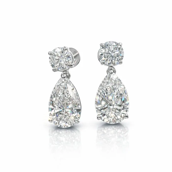 Earrings - 14 kt. White gold - 5.01ct. tw. Diamond (Lab-grown) - Diamond