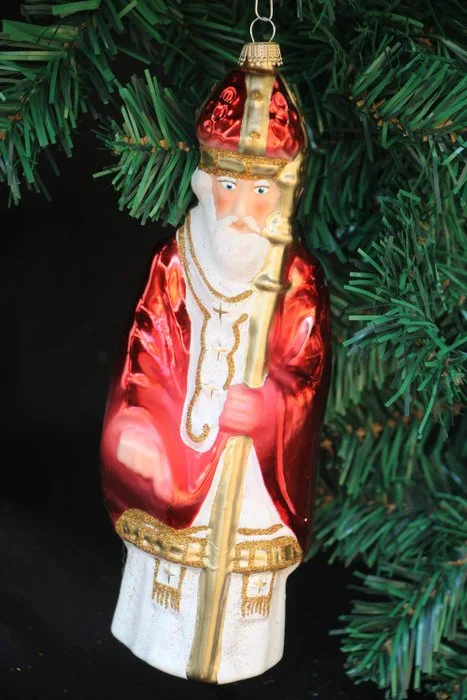 Krebs: St. Nicolaas, Sinterklaas, Sankt Nicolaus, San Nicola, vintage, glas. - Christmas tree ornament Krebs - Glass