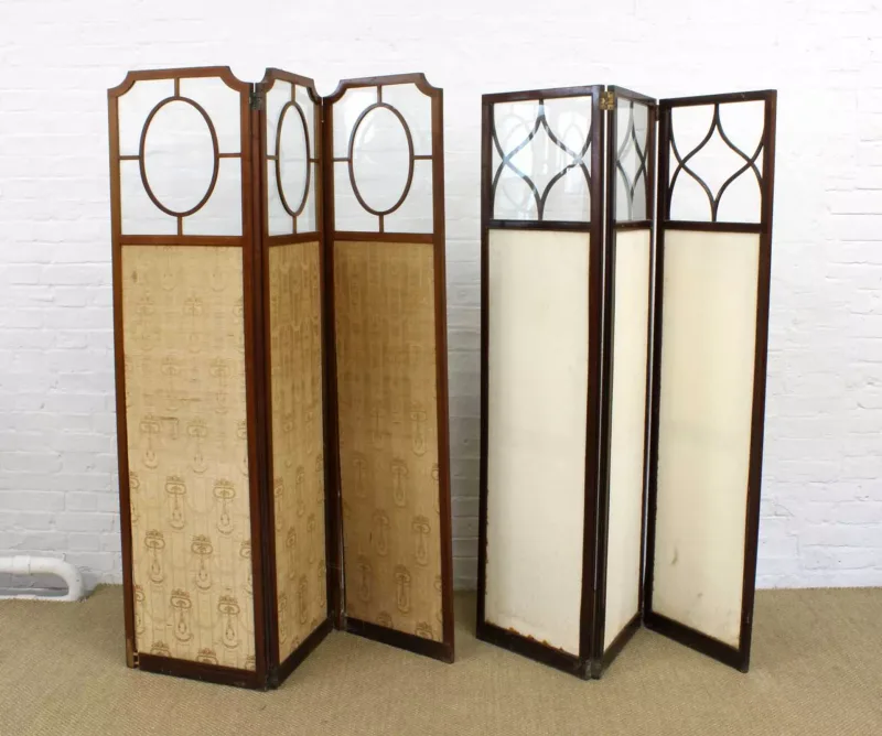 Two Edwardian Mahogany Framed Room Screens or Dividers Two Edwardian Mahogany Framed Room Screens or Dividers