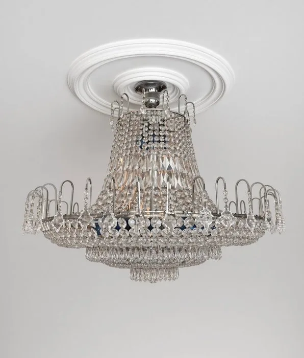 Chandelier - Searchlight "Versailles" Crystal Chandelier - Contemporary Empire Style, Chrome - Crystal, Metal, Glass