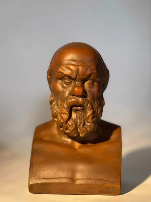 Sculpture, Classical Greek Philosopher Bust – Socrates Style - 16 cm - Bronze