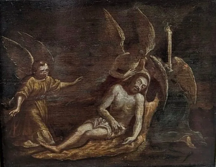 Jacopo Palma il Giovane (1544–1628), After - Toter Christus, von Engeln beweint