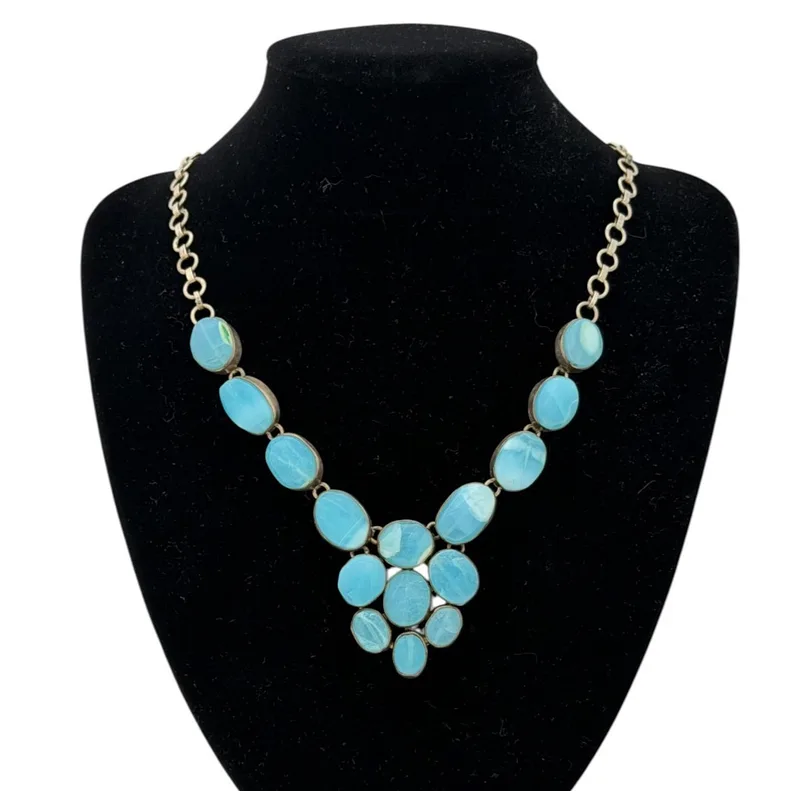 A Blue Stone Silver Necklace