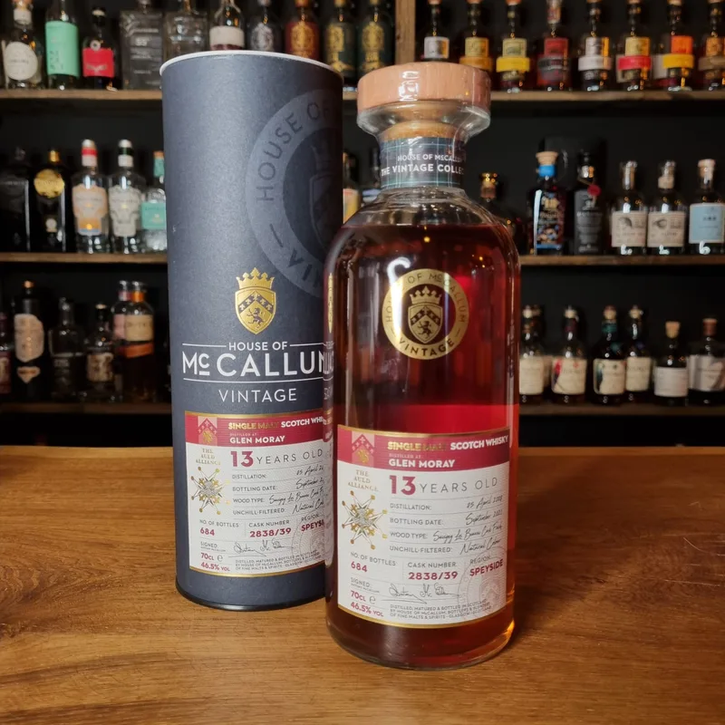 Glen Moray – 13 Year Old (2008/2021) McCallum The Auld Alliance (Burgundy Finish) (70cl, 46.5%)