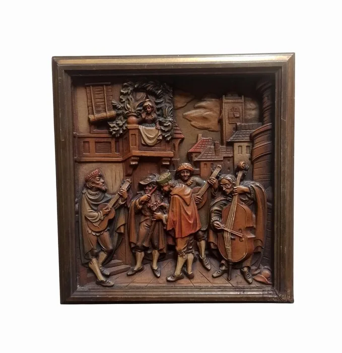 Anri (Val Gardenia Carving Wood) - Carl Spitzweg (1808-1885) - Copy of - Panel - Wood - Spanish serenade