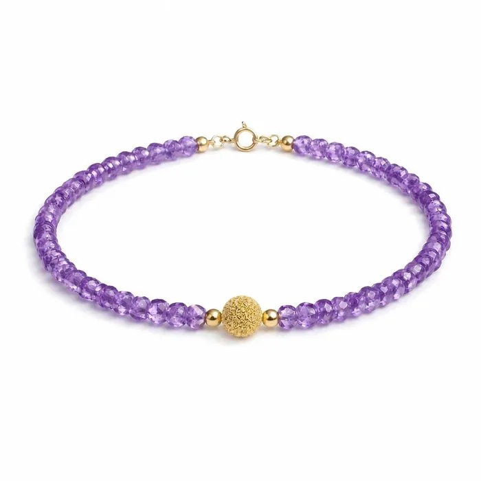 Bracelet - 18 kt. Yellow gold Amethyst