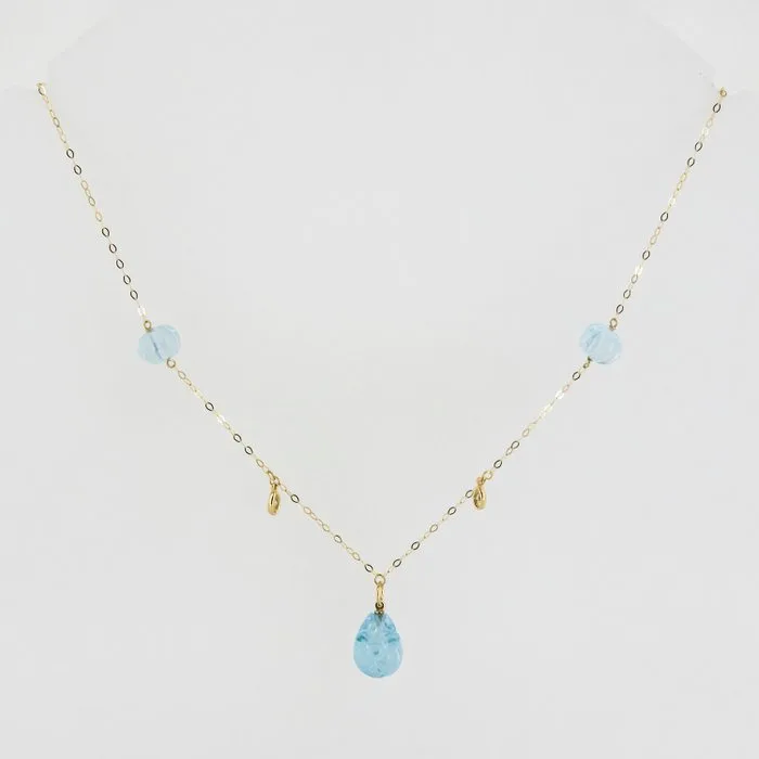 Pendant - 18 kt. Yellow gold Topaz - Diamond