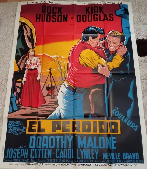 Guy Gérard Noël - Original French Movie Poster 1961- EL PERDIDO (The Last Sunset)- Kirk Douglas, Rock Hudson - Large