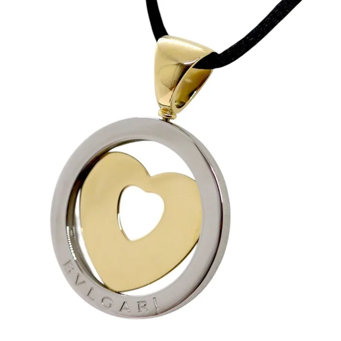 Bvlgari - Pendant - Tondo Heart Pendant - 18 kt. Yellow gold, Steel