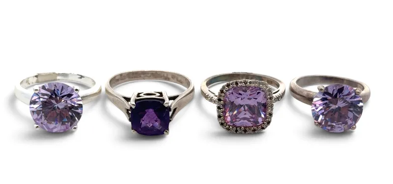 Four Silver and Gemstone Rings