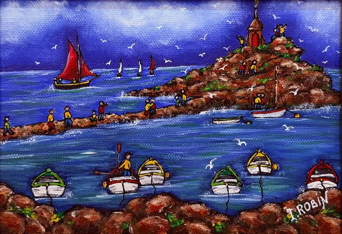I. Robin (1959) - Voiliers autour de l’îbatch Saint-Michel - Côtes-d'Armor - Bretagne
