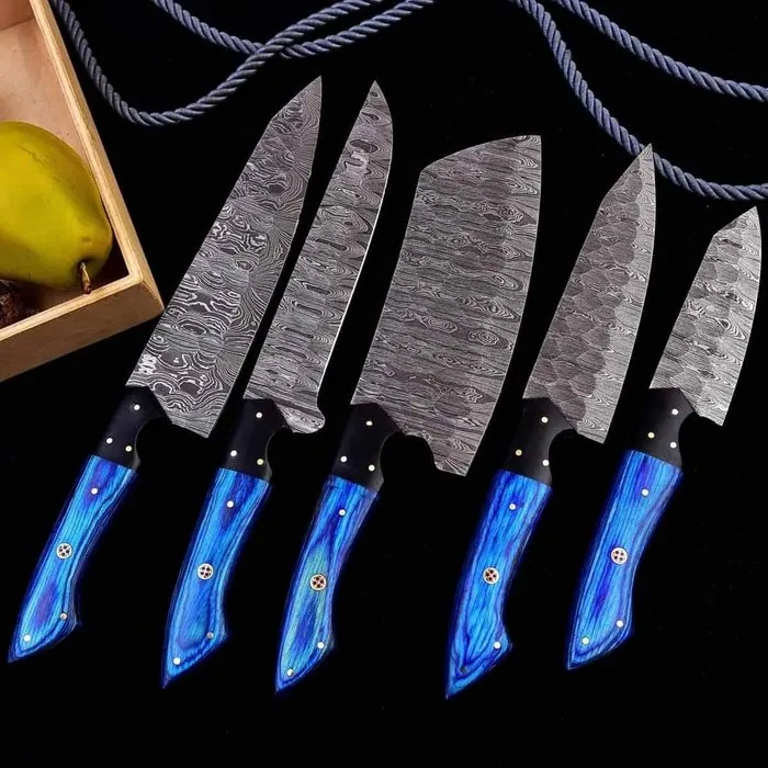kinvishcrafts Handmade - Kitchen knife - Kitchen knife set - Steel, Wood - Spain - With pouch
