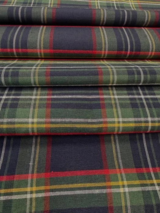 1790★ Refined tartan, dyed in double-ply thread, double-faced with a blue ground - Upholstery fabric - 400 cm - 280 cm