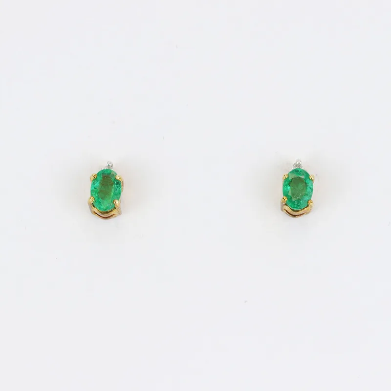 Emerald and Diamond 9CT Earrings