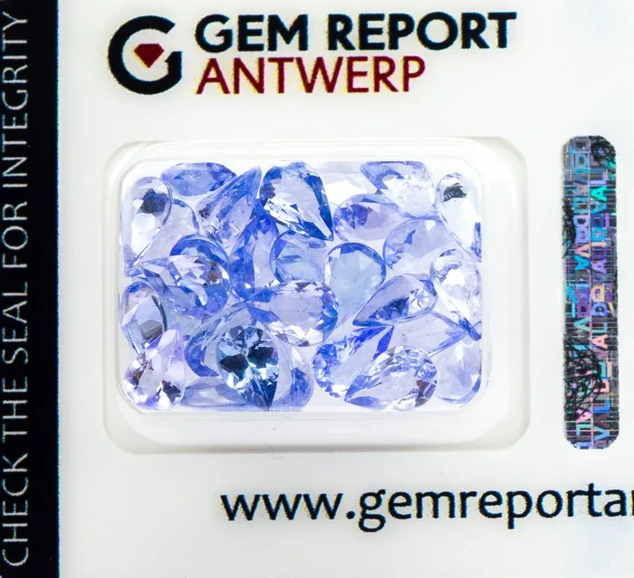 30 pcs Tanzanite - 9.88 ct - Gem Report Antwerp (GRA) - Violetish Blue/Violet