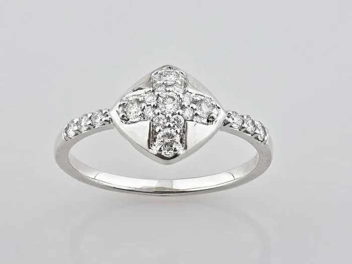 Ring - 14 kt. White gold - 0.31ct. tw. Diamond (Natural)