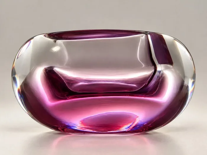 Leonardo. - Chamberstick - Murano Submerged Glass. - Pink/Purple and Transparent