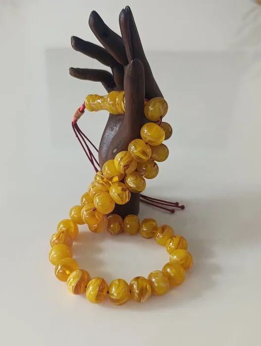 Rosary - Amber - 1970-1980 - Rare Prayer Beads Rosary