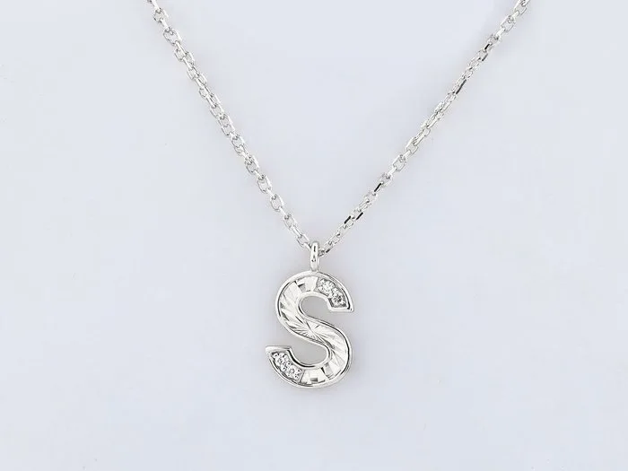 Necklace with pendant - 14 kt. White gold - 0.02ct. tw. Diamond (Natural)