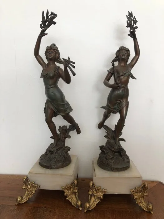 Emile Guillemin (1841-1907) - Sculpture, Fée des Bois - 45 cm - Spelter